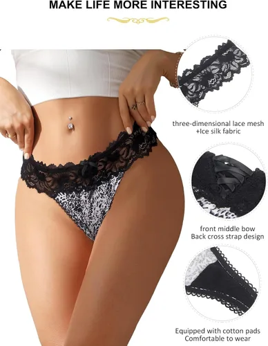 Miniatura 22 de ohyeah Tangas sexy de encaje tangas bragas de tiro bajo ropa interior para mujer de algodón entrepierna braga tangas bragas 4-18