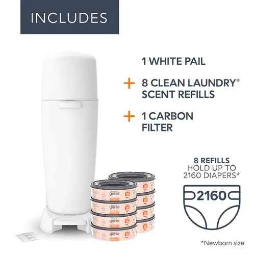 Miniatura 2 de Juego de regalo para registro Diaper Genie Incluye cubeta completa para pañales Diaper Genie, 8 bolsas de recambio, 1 filtro de carbón Kit