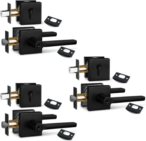 Miniatura 23 de NEWBANG Palanca de puerta de cama/baño para privacidad Baño e interior Manija de cerradura de puerta en negro mate envejecido, HD1601-DB-BK-1P
