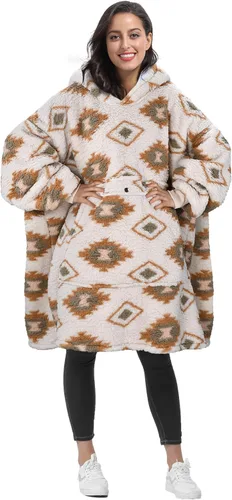 Miniatura 27 de Tirrinia Sudadera Manta de Gran Tamaño con Capucha, Mantas Sherpa Esponjosas Vestibles, Manta Sudadera Reversible y Acogedora, Regalo para Adultos #
