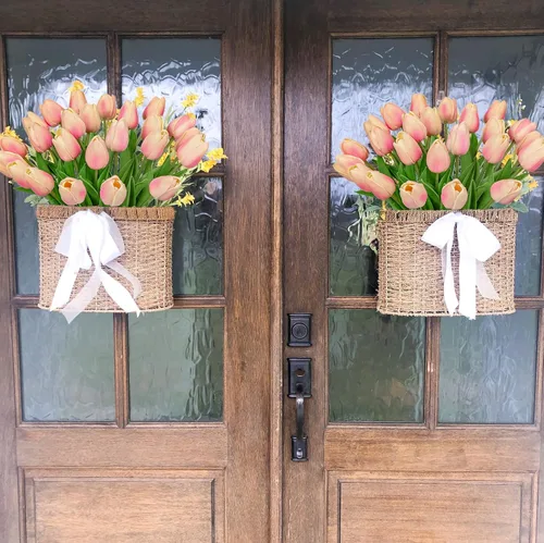 Miniatura 4 de 24 tulipanes rosas – Flores artificiales – Tulipanes artificiales de 13.5 pulgadas para el día de la madre, jarrón, centros de mesa, hogar, ramo