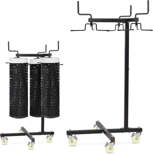 Miniatura 9 de Estante de almacenamiento de red deportiva móvil con ruedas con bloqueo, soporte resistente para voleibol, tenis, pickleball, redes de bádminton
