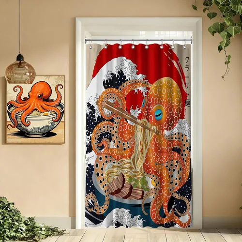 Miniatura 41 de Cortina de ducha estrecha con diseño de gato negro y animé japonés para casa rodante, juegos de decoración de baño, tela impermeable con ganchos, 36