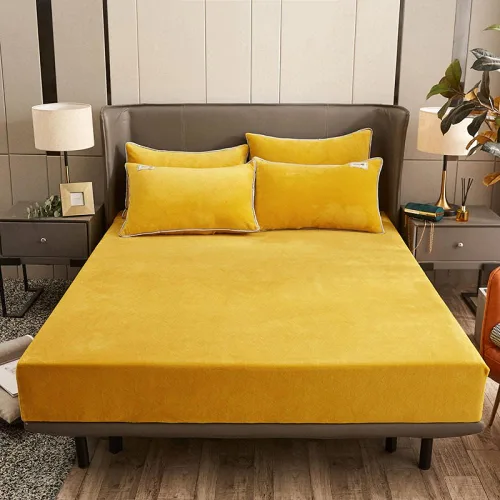 Miniatura 13 de Sábana bajera suave para invierno, cálidas, antideslizantes, de terciopelo cristalino, para dormitorio, casa de familia, color puro, para cama Azul
