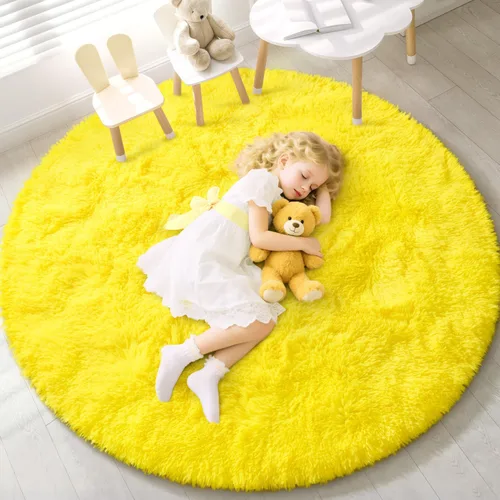 Miniatura 151 de EVOIONOS - Alfombra redonda gris para dormitorio, 5x5 pies; alfombras circulares suaves y esponjosas para sala de estar, alfombras de felpa peludas