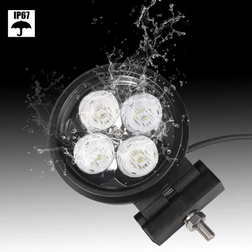 Miniatura 9 de Lightronic Luces de trabajo LED redondas todoterreno de 4 pulgadas, haz de inundación blanco frío de 6000 K, carcasa de aluminio resistente