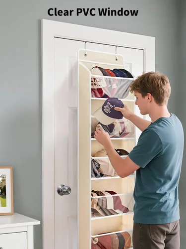 Miniatura 8 de JARLINK Organizador de almacenamiento de juguetes de animales de peluche, organizador sobre la puerta con ventanas transparentes, capacidad de carga