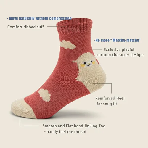 Miniatura 18 de Aisyee Calcetines de algodón para niños, calcetines sin costuras para niños, calcetines coloridos de cuarto de punto, paquete de 6