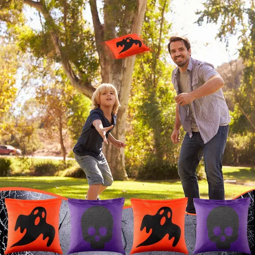 Miniatura 4 de Ceenna 12 bolsas de frijoles de Acción de Gracias, Halloween, calabaza, Cornhole, bolsas para lanzar juegos de Navidad, bolsas de frijoles de maíz