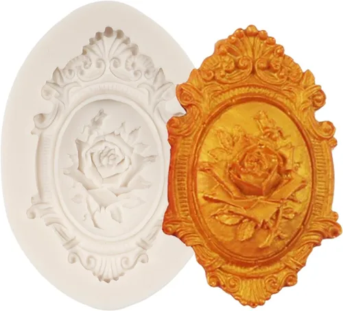 Camafeo con marco de fotos Molde de silicona para fondant, molde de marco de fotos vintage para decoración de pasteles, decoración de cupcakes,