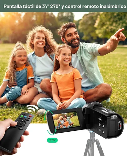 Miniatura 6 de Videocámara 4K 64MP para vlogging, cámara para YouTube, pantalla táctil de 3.0", zoom digital de 18 aumentos, visión nocturna IR con micrófono