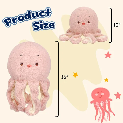 Miniatura 3 de Almohada de peluche de pulpo rosa, juguete de peluche suave, lindo pulpo, juguete de peluche de cumpleaños, Navidad, festival, regalos para niños