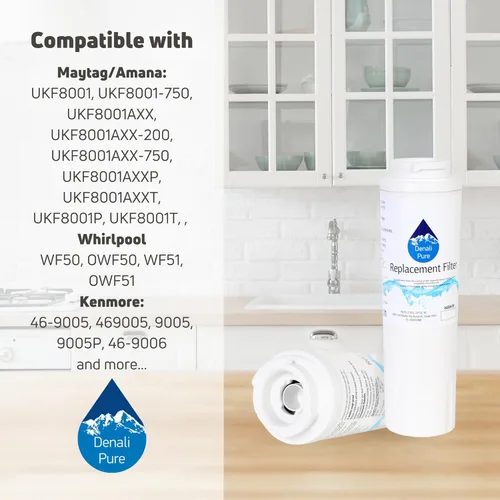 Miniatura 9 de Paquete de 2 filtros de agua de repuesto para refrigerador Jenn Air JFC2290VEP, compatible con el cartucho de filtro de agua Jenn Air UKF8001