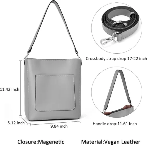 Miniatura 4 de BROMEN - Bolso de cuero para mujer, bolso estilo Hobo para llevar al hombro o cruzado