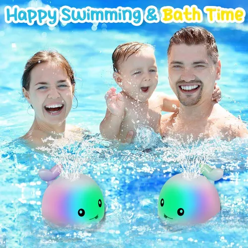 Miniatura 7 de TFS TOP·FANS Juguete de baño de ballena para bebé infantil: fuente luminosa de 6 a 12 meses de edad, bañera de 18 a 24, piscina, 3, 4, 5, 7, 8, 9