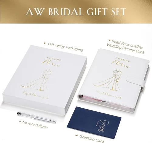 Miniatura 5 de AW BRIDAL Future Mrs Juego de Regalo de Libro y Organizador de Planificación de Bodas, Planificadores de Bodas de Destino, Planificador de Propuesta