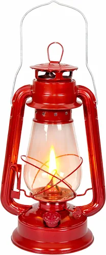 Stansport Hurricane Lantern – Classic Metal Kerosene Oil Lamp with Glass Globe and Adjustable Wick – Portable Emergency Lighting & Decorative
