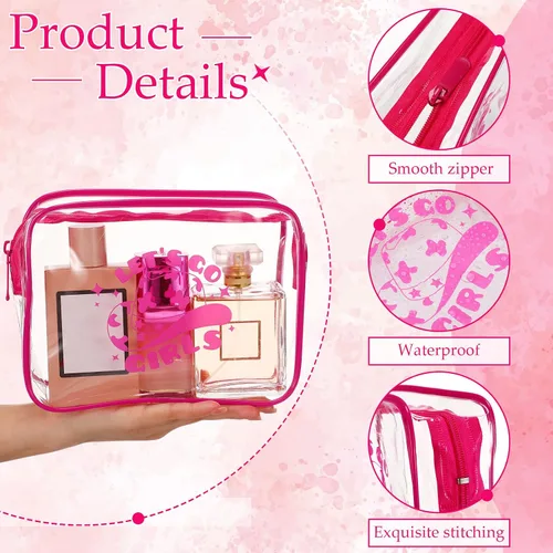 Miniatura 3 de Aliceset 6 piezas de recuerdos de fiesta de vaquera para niñas, bolsa de maquillaje transparente con cremallera, bolsa de aseo para despedida