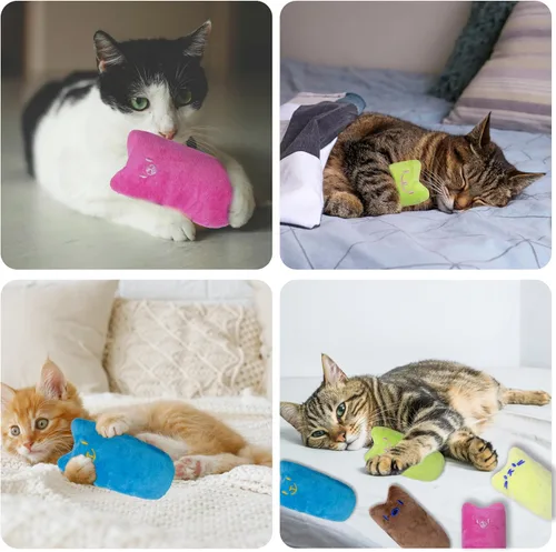 Miniatura 8 de Seyezo Juguetes para gatos de interior, 5 unidades, juguetes esponjosos para jugar, juguetes interactivos para gatitos, juguetes de dentición