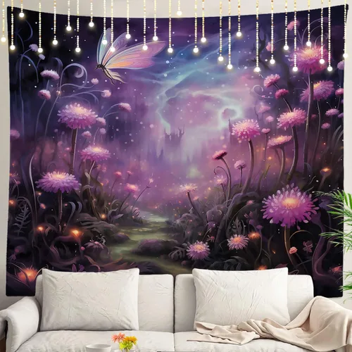 Miniatura 77 de Shrahala Tapiz de pared con paisaje de lago de otoño, bosque amarillo, para colgar en la pared, tapiz grande, decoración de fibra de poliéster