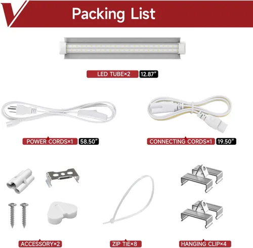 Miniatura 7 de Paquete de 2 luces LED de crecimiento de 1 pie, espectro completo de 5000 K, 30 W (2 x 15 W), lámpara de cultivo enlazable, luces de cultivo T8