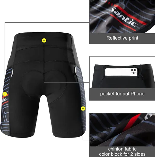 Miniatura 66 de Santic Pantalones cortos de ciclismo para hombre, pantalones acolchados para ciclismo, ropa de ciclismo