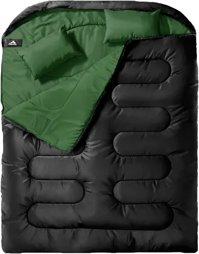 Miniatura 16 de MEREZA Saco de dormir doble para adultos y hombres con almohada, tamaño XL, Queen, saco de dormir para dos personas para todas las estaciones