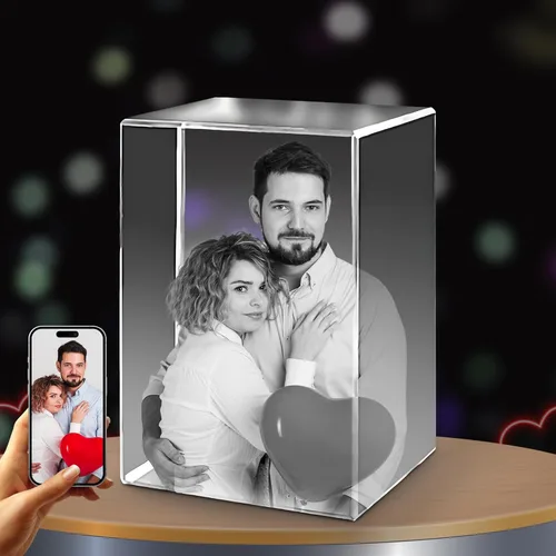 Foto holográfica 3D personalizada grabada y grabada al aguafuerte dentro de un cristal con tu propia imagen – Perfecta para cumpleaños, bodas,