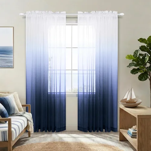 Miniatura 18 de KOUFALL Cortinas de ventana de baño para ducha, juego de 2 paneles de cortinas cortas transparentes en blanco y negro para cocina, dormitorio