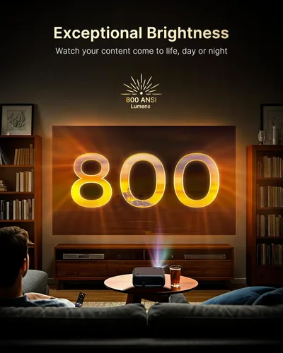 Miniatura 12 de NexiGo Proyector para exteriores PJ40, compatible con Netflix/YouTube/Prime Video, 800 lúmenes ANSI, mejora de imagen AI, proyector de video nativo