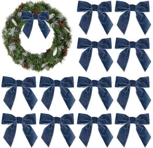 Miniatura 8 de AIMUDI Lazos de Terciopelo Burdeos de 4.5" Lazos de Navidad para Árbol Lazos Prefabricados para Coronas Lazos con Alambre Retorcido para Envolver