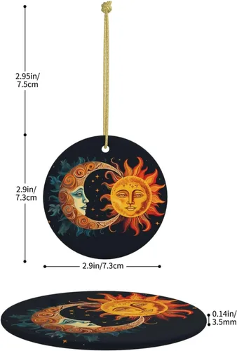 Miniatura 2 de Adornos colgantes de cerámica con sol dorado, colgantes de bolsa para mujer, decoración de interiores de automóvil, colgantes de árbol de Navidad