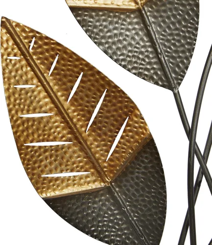 Miniatura 4 de Deco 79 Decoración de pared de hojas de metal, 17 x 2 x 43 pulgadas, color dorado