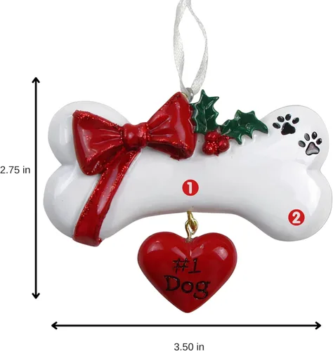 Miniatura 4 de Adorno de Navidad personalizado para perro 2025, hueso de perro con lazo, recuerdo personalizado para mascotas, nuevo adorno para cachorros, primera