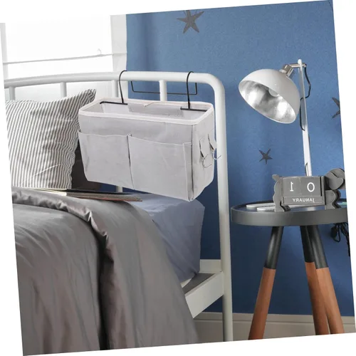 Miniatura 3 de Práctica cesta de almacenamiento colgante para mesita de noche, multiusos, bolsillos para dormitorio, litera, loft, dormitorio universitario, rieles