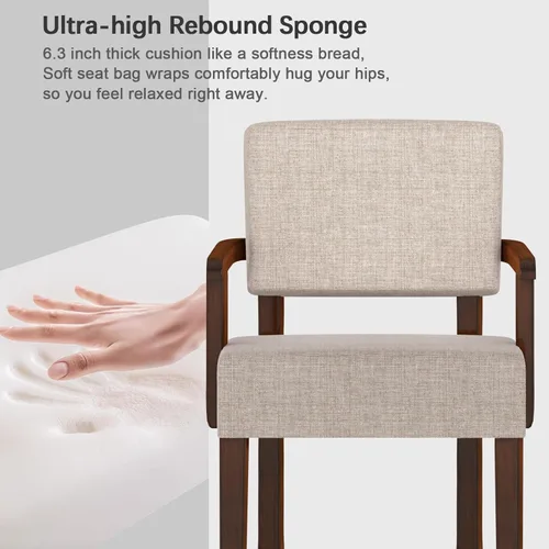 Miniatura 7 de FAGAGA Silla decorativa, sillas de sala de estar de gran tamaño con asiento suave y reposabrazos para salas de estar y comedor Beige