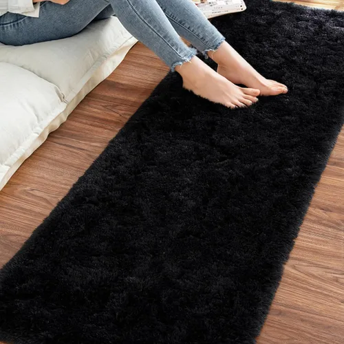 Miniatura 7 de ST. BRIDGE - Alfombra negra para dormitorio de 2 x 4 pies, alfombras esponjosas y mullidas para sala de estar y guardería, alfombra de mesita
