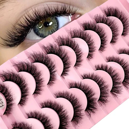 Miniatura 18 de 10 pares de pestañas postizas de visón 3D, hechas a mano, pestañas largas y finas, pestañas naturales para maquillaje de ojos (3-6)