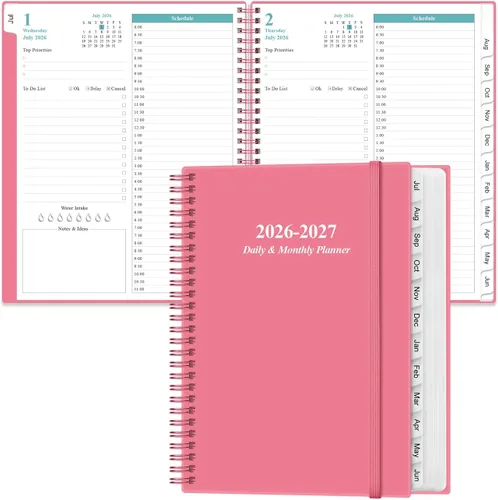 Miniatura 23 de Agenda diaria y mensual 2026-2027, una página por día, agenda diaria de julio de 2026 a junio de 2027, agenda 2026-2027 con 12 pestañas mensuales