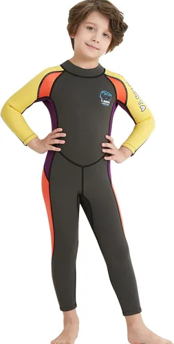 Miniatura 15 de DIVE & SAIL Traje de neopreno de 0.098 in para niños, manga larga, protección UV, traje de baño térmico