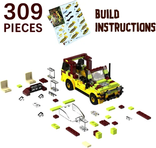 Miniatura 3 de Tenhorses Jurassic - Juego de construcción de autos de dinosaurio World Off-Road de película jurásica, juguetes de ladrillo (309 piezas), regalos