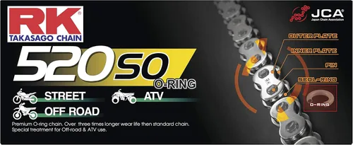 Miniatura 9 de RK Racing Chain GB520SO-90 Cadena de anillo tórico de oro de 90 eslabones con enlace de conexión