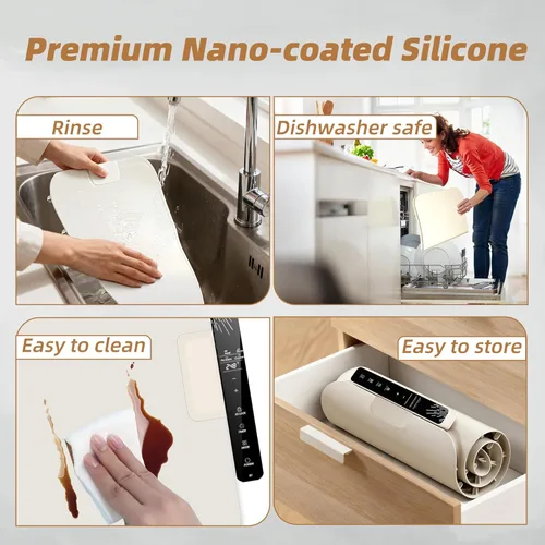 Miniatura 6 de Monteka Tapete de calentamiento para alimentos de 24.8"×15", bandejas de calentamiento eléctrico con aplicación y control de botón, alfombrilla