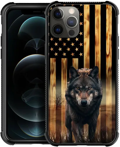 DAIZAG Compatible con iPhone 13 Pro Max, Funda de TPU Protectora Anti-Arañazos Todo En Uno, Fundas para Hombre Mujer - Motivo de Madera Americana