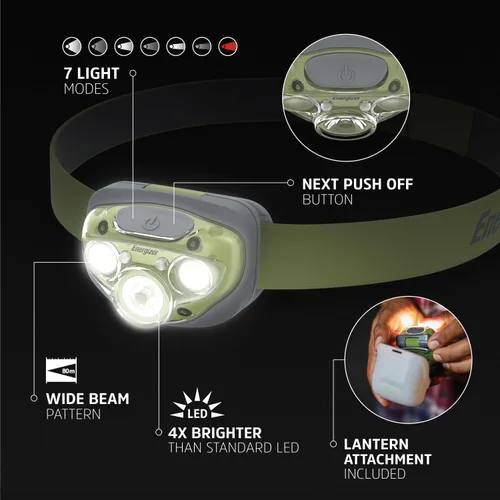 Miniatura 2 de Energizer Vision HD+ - Linterna frontal LED y funda para linterna, resistente al agua, con funda para linterna colgante, luz para exteriores