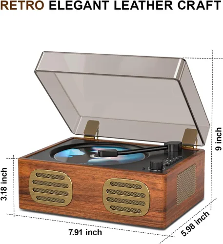 Miniatura 7 de Reproductor de CD portátil para el hogar, reproductores de CD BT retro recargables, transmisión inalámbrica Boombox de escritorio con altavoces HiFi