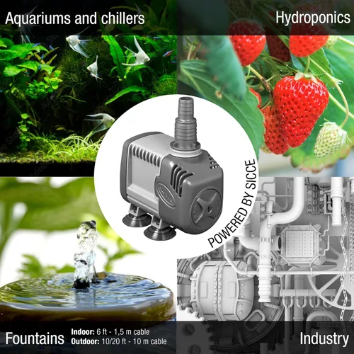 Miniatura 2 de SICCE Syncra Silent 1.5 Multifunción 357 GPH Bomba de agua sumergible Hecho en Italia 23W Ultra silencioso Durable acuario tanque de peces