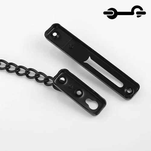 Miniatura 5 de JQK Cerradura de cadena de puerta negra, protector de puerta de acero inoxidable con resorte antirrobo, prensa de cierre, negro mate, HDC100-PB