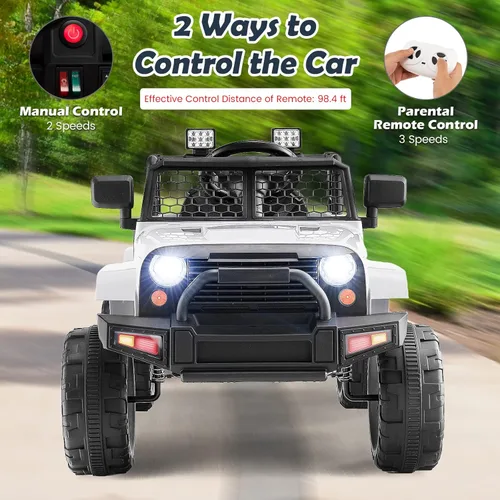 Miniatura 5 de Costzon Vehículo de camión con batería de 12 V con control remoto, suspensión de resorte, faros, música, bocina, MP3, puerto USB y auxiliar, regalo