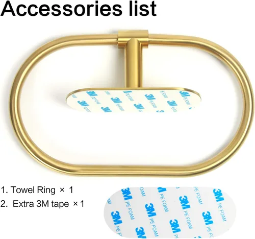 Miniatura 7 de HouseAid Toallero autoadhesivo para baño, soporte para toallas de mano adhesivo de acero inoxidable, sin perforaciones, moderno colgador de toallas